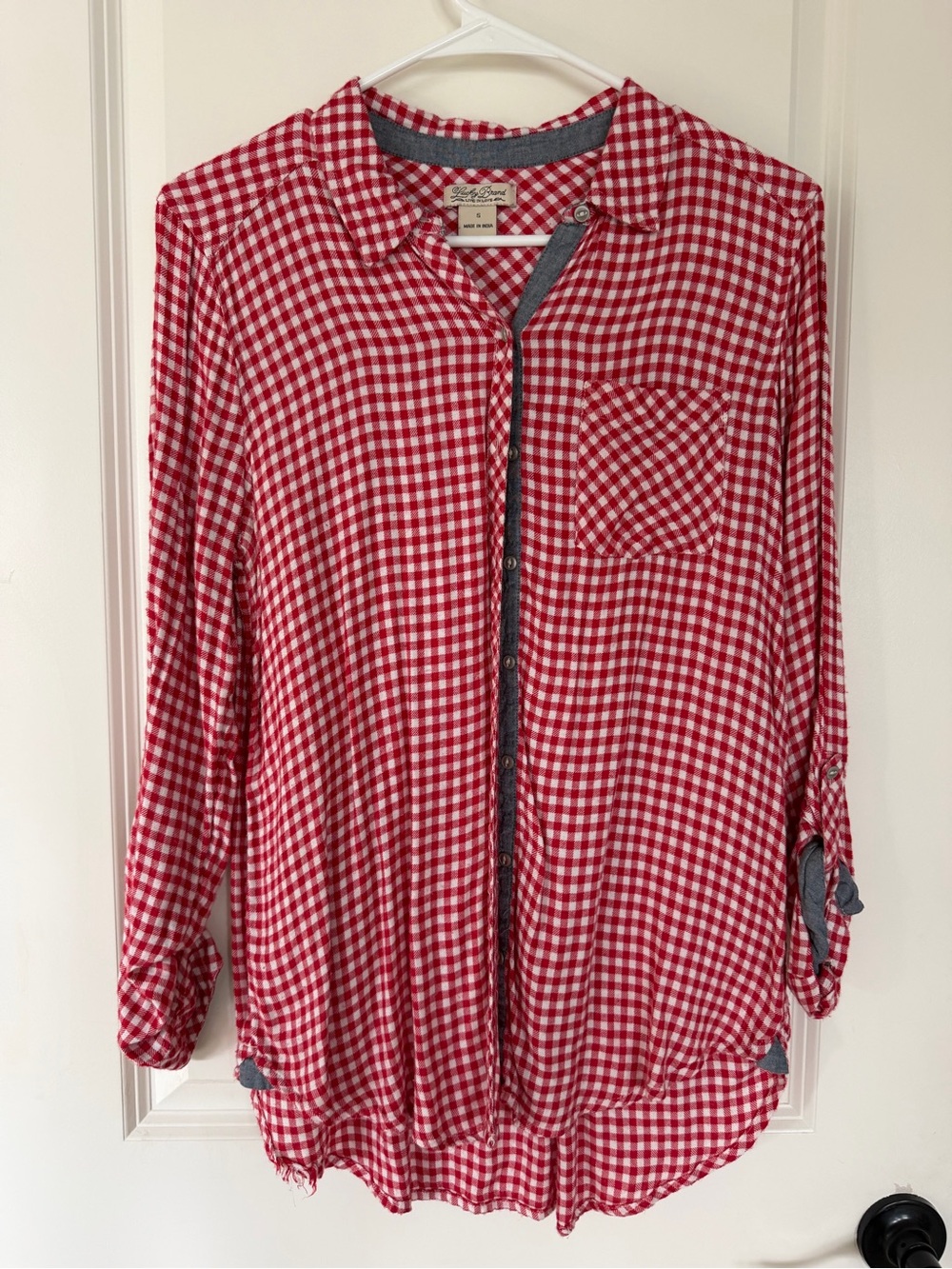 Lucky Brand Red and White Checkered Shirt